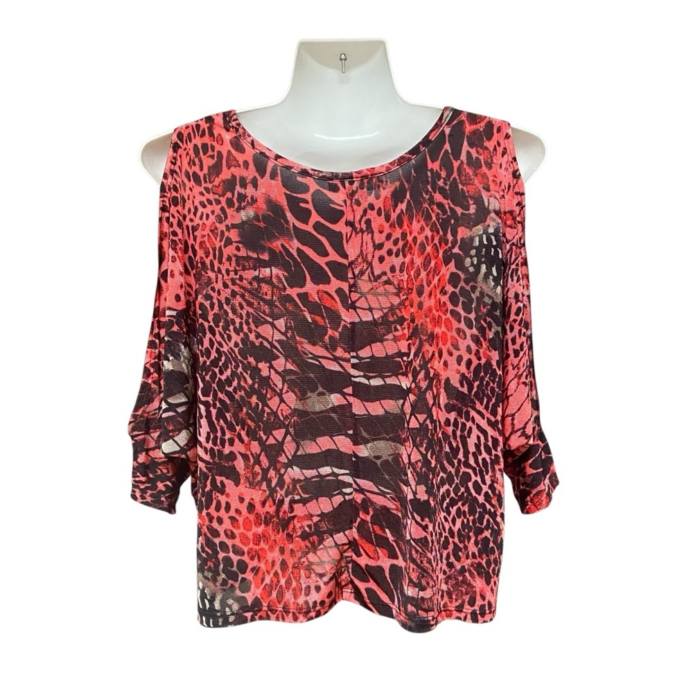 Vintage Y2K Body Central Top Women’s Animal Print Cold-Shoulder Blouse
